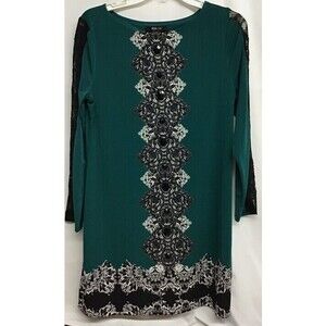 Style & Co. Small Green & Black Dress Long Sleeve Knee length S